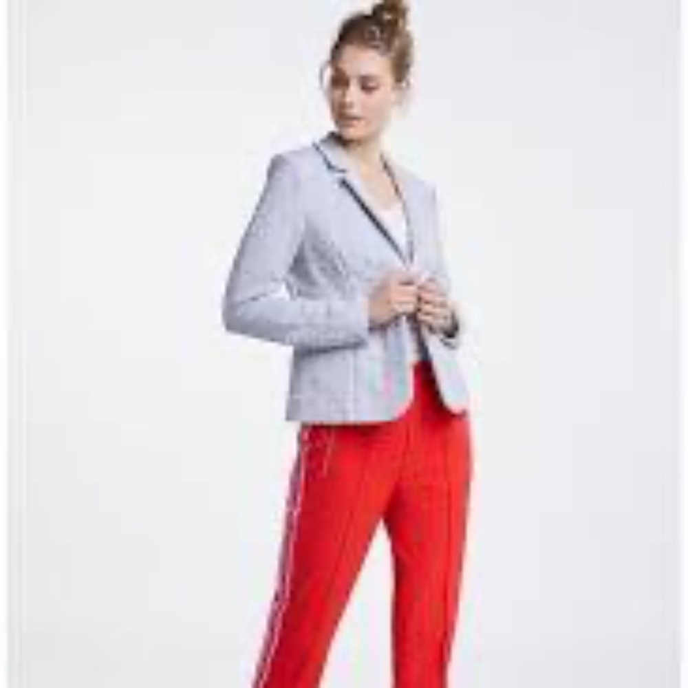 Oui Grey Cotton Business Casual Blazer
